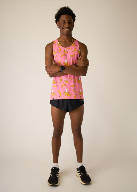 Men's Pink Bananas Performance Singlet XS S M L XL