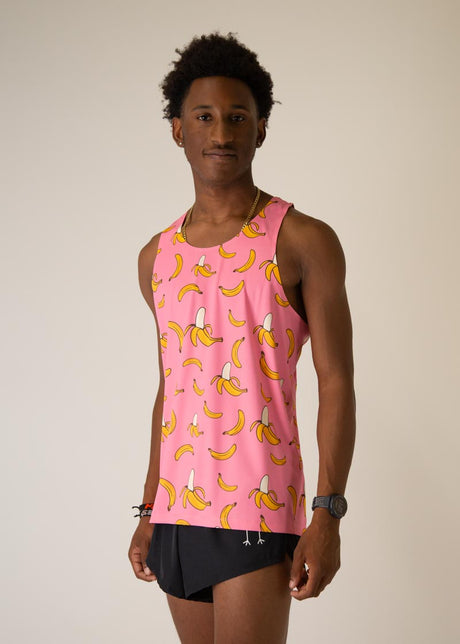 Men's Pink Bananas Performance Singlet XS S M L XL