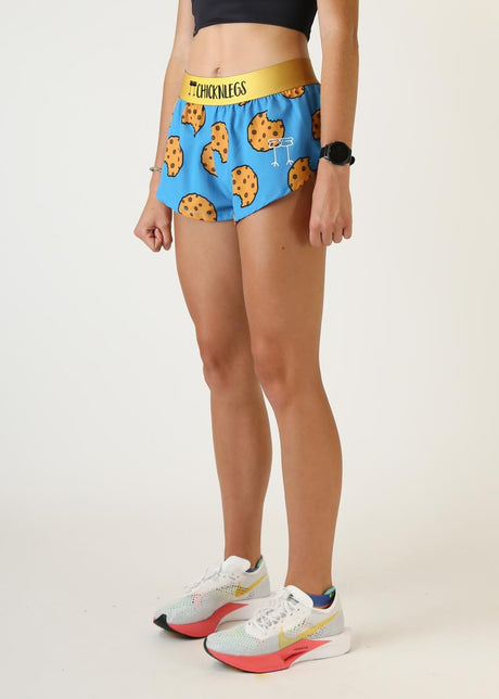Women's Chocolate Chip Cookies 1.5" Split Shorts (Blue)