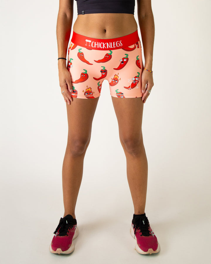 Women's Red Chase Chilis 3" 2-Pocket Compression Shorts (Red) XS S M L XL