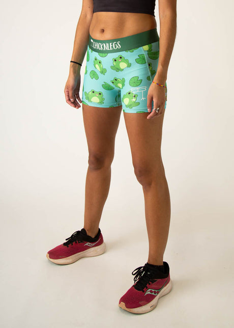 Women's Fartlek Froggies 3" 2-Pocket Compression Shorts (Green) XS S M L XL