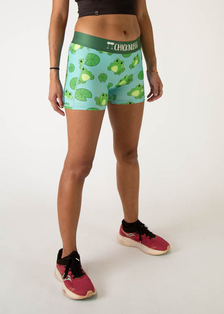 Women's Fartlek Froggies 3" 2-Pocket Compression Shorts (Green) XS S M L XL