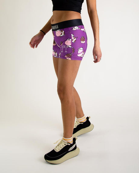 Women's Choccy Cows 3" 2-Pocket Compression Shorts XS S M L XL