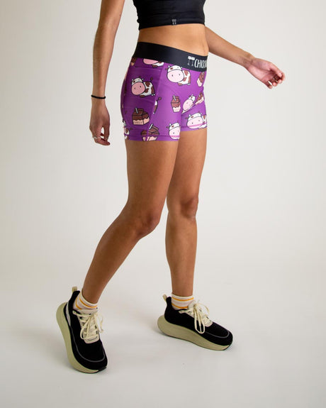 Women's Choccy Cows 3" 2-Pocket Compression Shorts XS S M L XL