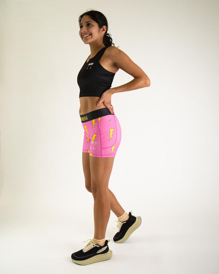 Women's Pink Bolts 3" 2-Pocket Compression Shorts XS S M L XL