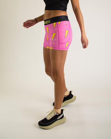 Women's Pink Bolts 3" 2-Pocket Compression Shorts XS S M L XL