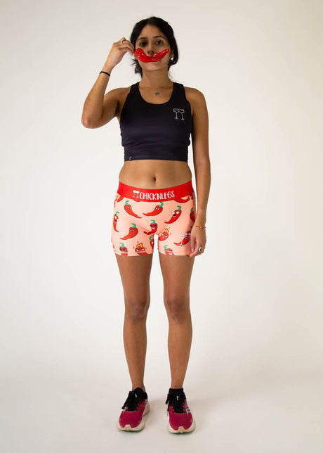 Women's Red Chase Chilis 3" 2-Pocket Compression Shorts (Red) XS S M L XL