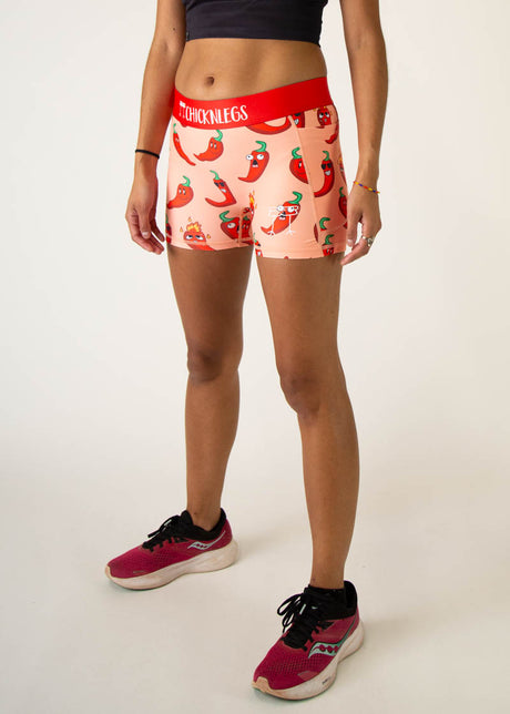 Women's Red Chase Chilis 3" 2-Pocket Compression Shorts (Red) XS S M L XL