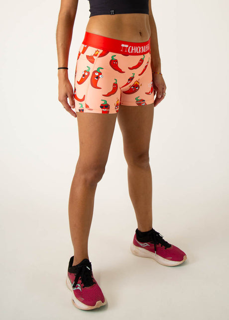 Women's Red Chase Chilis 3" 2-Pocket Compression Shorts (Red) XS S M L XL