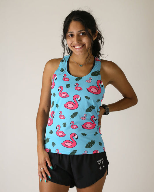 Women's Blue Flamingo Performance Singlet XXS-XL
