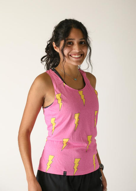 Women's Pink Bolts Performance Singlet XXS-XL