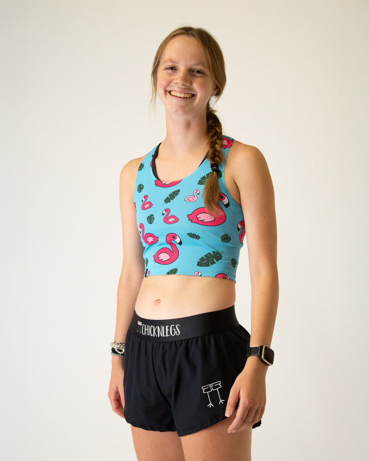 Women's Blue Flamingo Crop Top XXS-XL