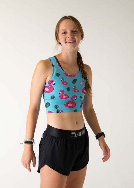 Women's Blue Flamingo Crop Top XXS-XL