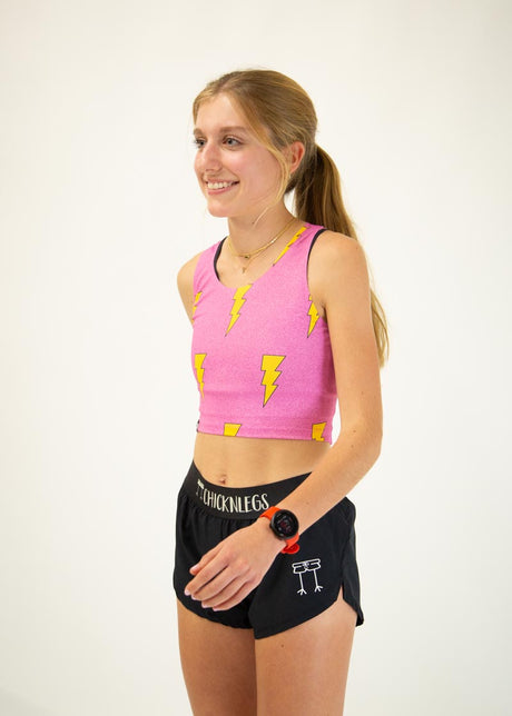 Women's Pink Bolts Crop Top XS-XL