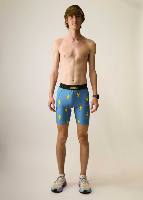 Men's Blue Bolts 8" Half Tights XS S M L XL
