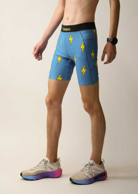 Men's Blue Bolts 8" Half Tights XS S M L XL