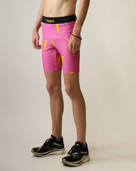 Men's Pink Bolts 8" Half Tights XS S M L XL