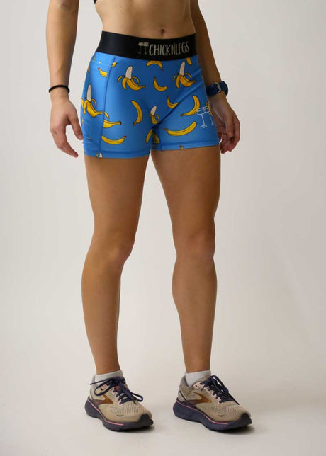 Women's Blue Bananas 3" 2-Pocket Compression Shorts XS S M L XL