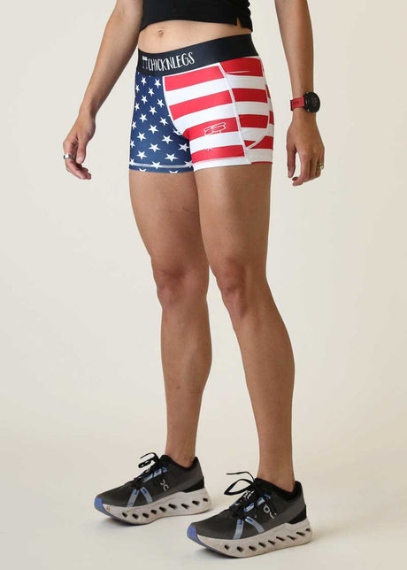 Women's USA 3" 2-Pocket Compression Shorts XS S M L XL