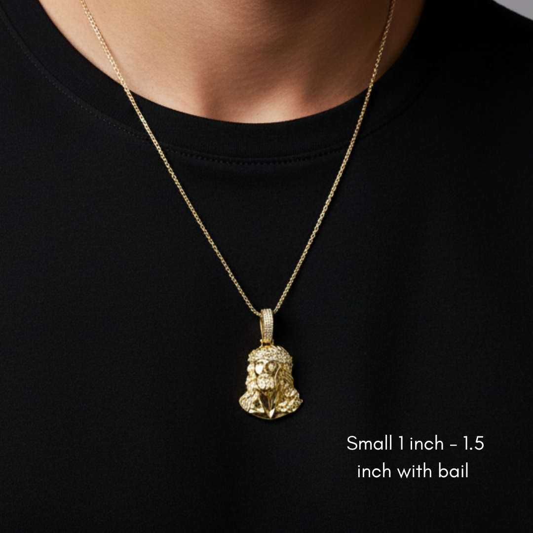 Moissanite Jesus Piece Pendant in 14K Gold 925 Sterling Silver