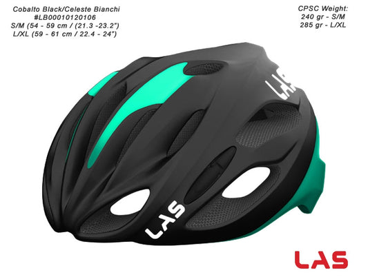 LAS Cobalto Cycling Helmet - Matte Black/Celeste