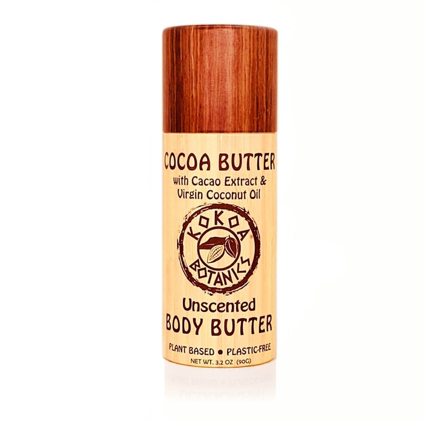 Cocoa Butter Lotion Bar with Virgin Coconut Oil – Unscented – Plastic-Free 3.2 oz