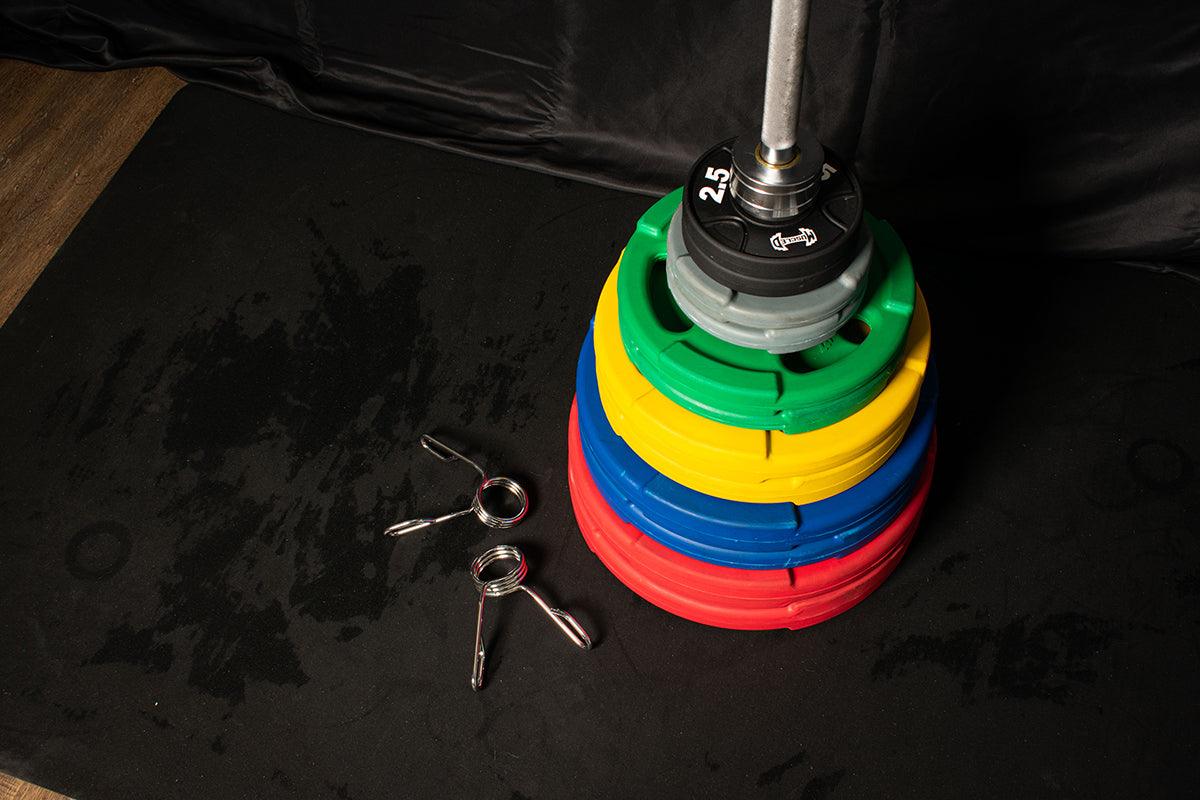 RUBBER COATED COLORED OLYMPIC PLATES: Rubber Plates, per Pair - Muscle D Fitness - Weights Pairs