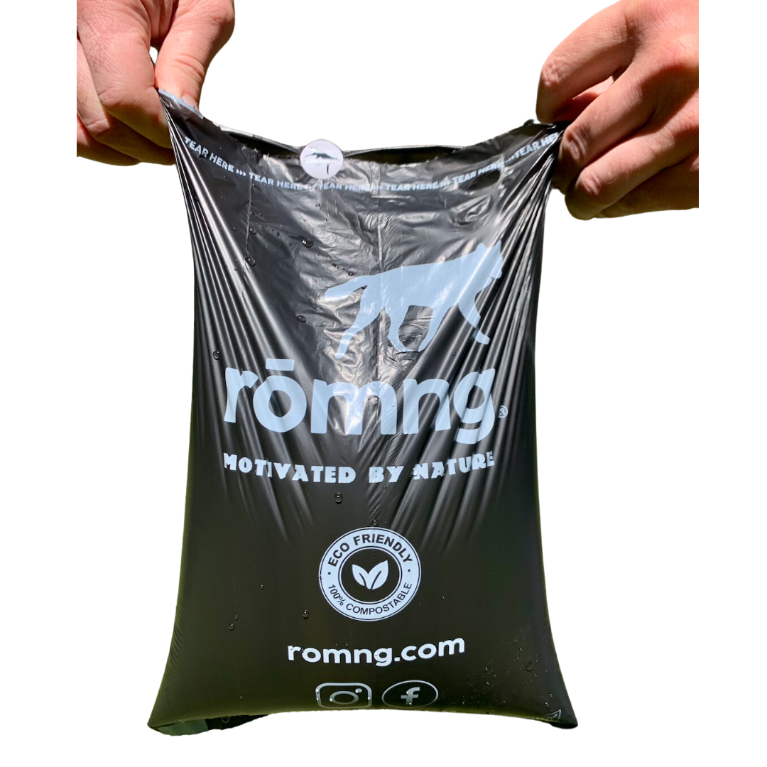 Compostable Dog Poop Bags + Bamboo Dispenser