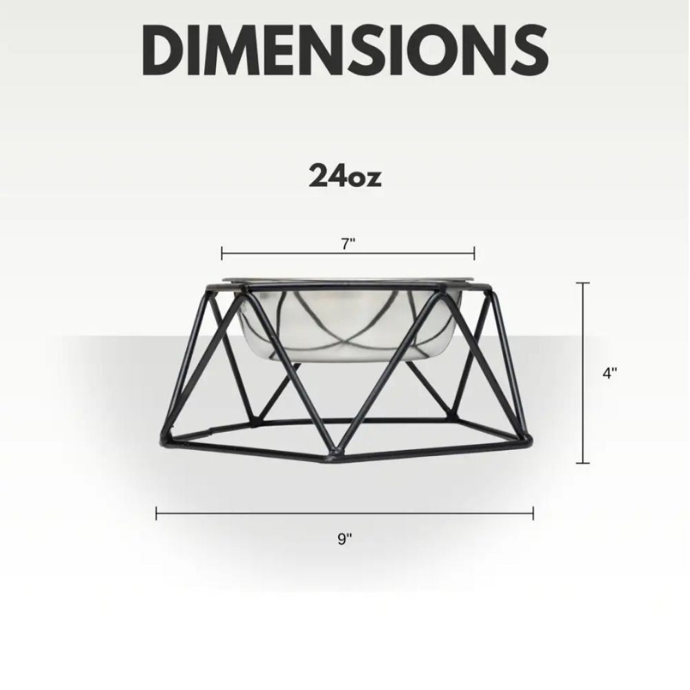 Country Living Elevated Single Dog Bowl Feeder – Geometric Design with Removable Stainless Steel Bowl
