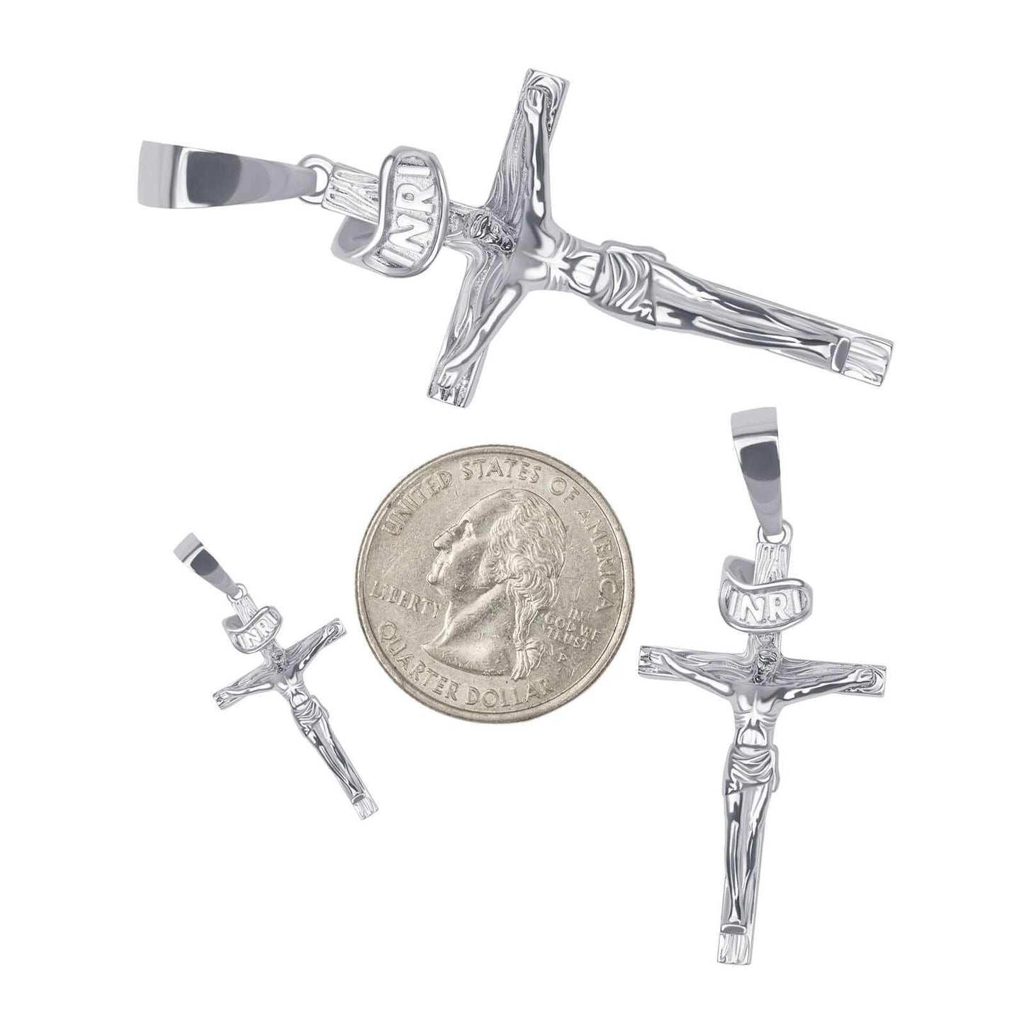 Jesus Crucifix Cross Pendant in 925 Sterling Silver