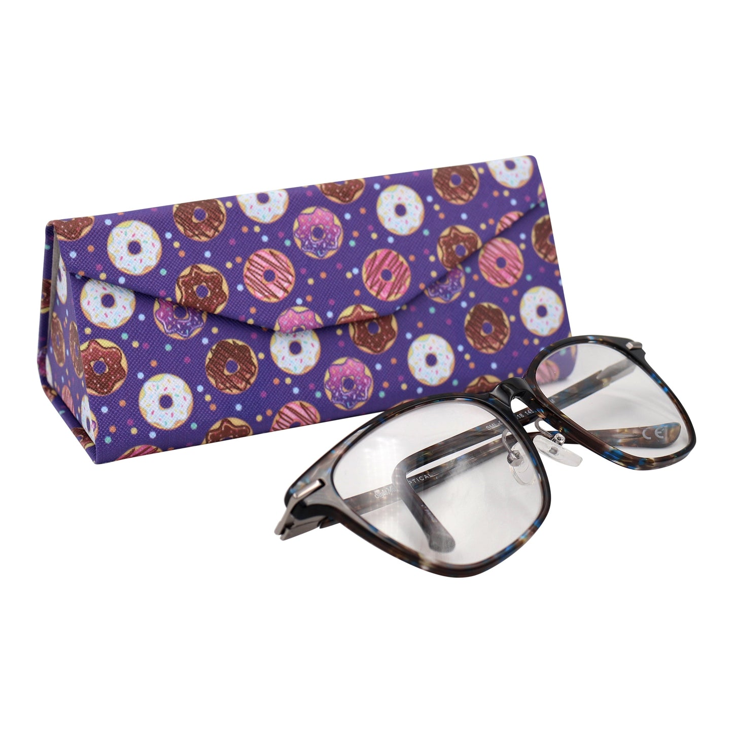 Donuts Print Glasses Case - Vegan Leather Magic Folding Hardcase