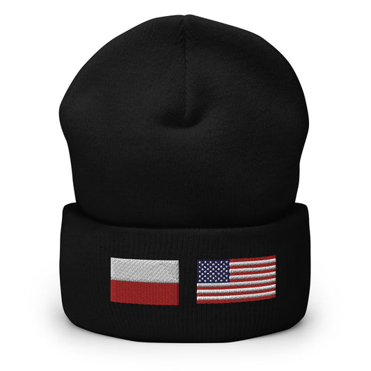 Polish American Flag Cuffed Beanie