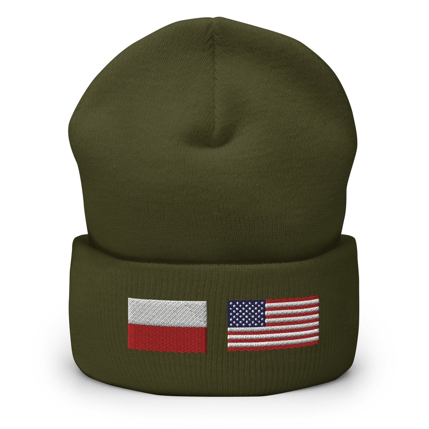 Polish American Flag Cuffed Beanie