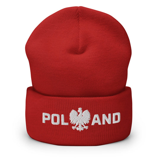 Poland With Polish Eagle Cuffed Beanie