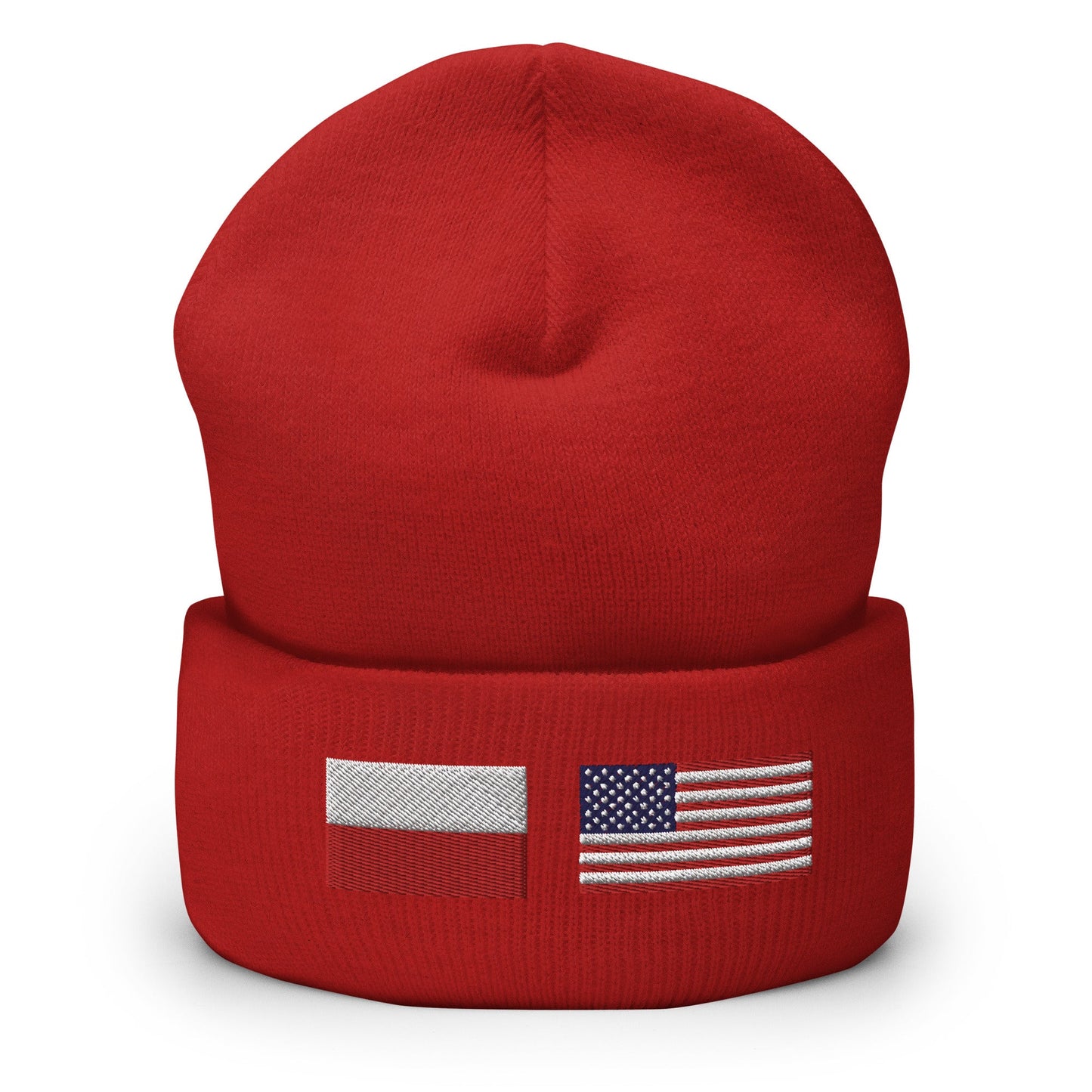 Polish American Flag Cuffed Beanie