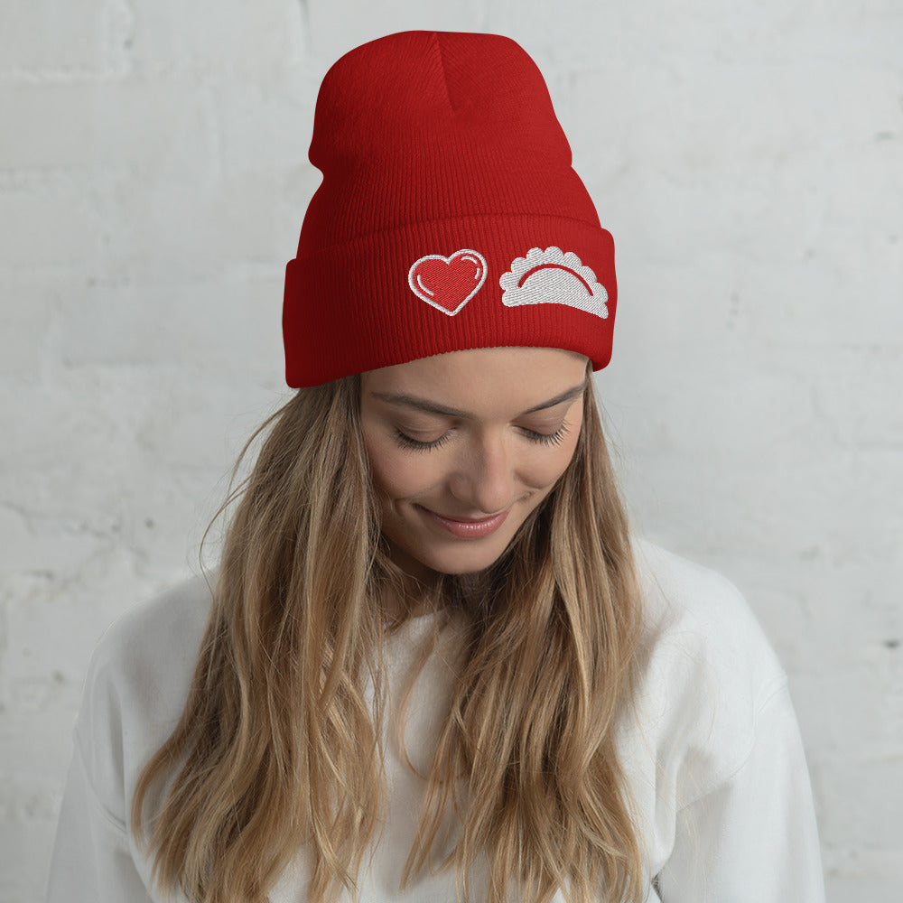Heart Pierogi Cuffed Beanie