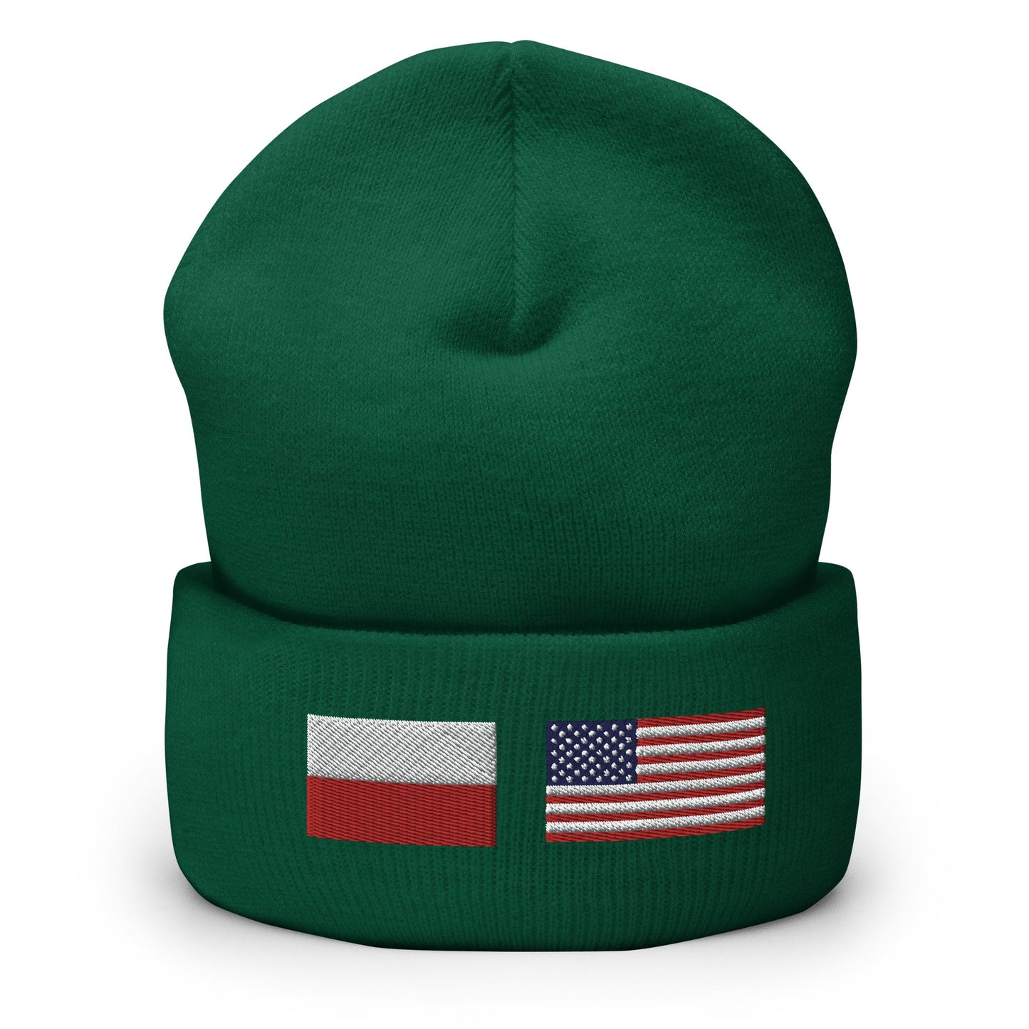 Polish American Flag Cuffed Beanie