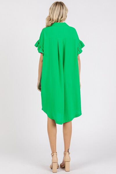 Mittoshop Button Down Flounce Sleeve Dress with Pockets #2