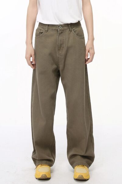 Straight-Leg Jeans with Back Elasticated Waistband
