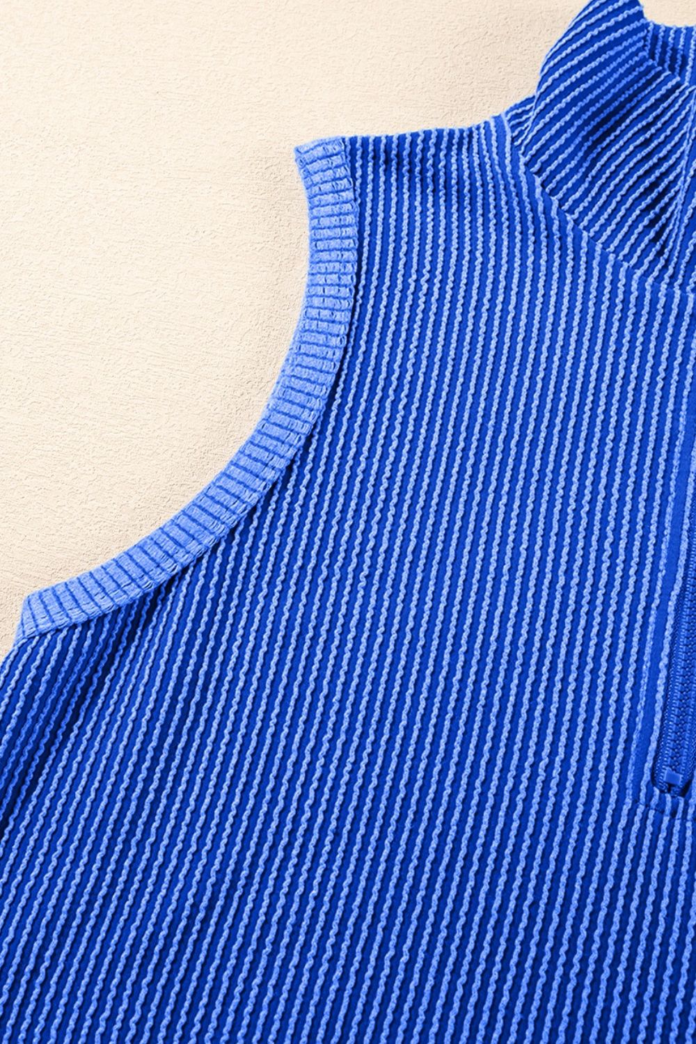 Corded Collared Half Zip Tank and Shorts Set