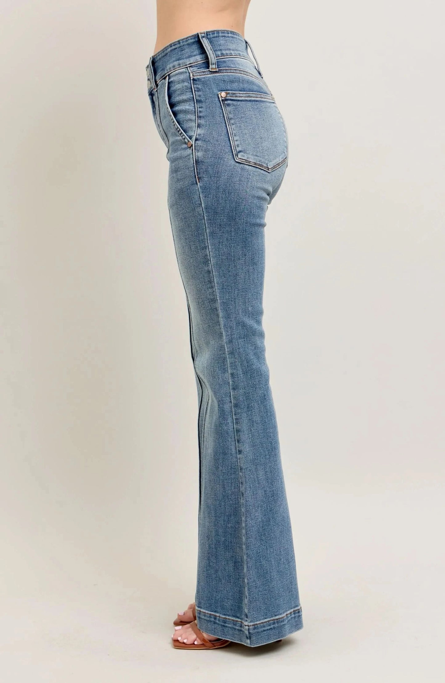 Judy Blue Full Size High-Waist Flare Denim Jeans with Front Seam Detail