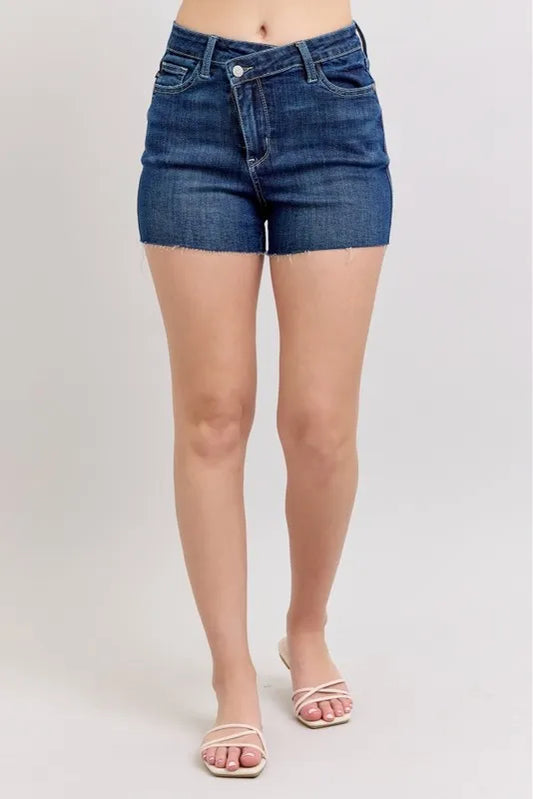 Judy Blue High Waist Criss-Cross Waistband Denim Shorts