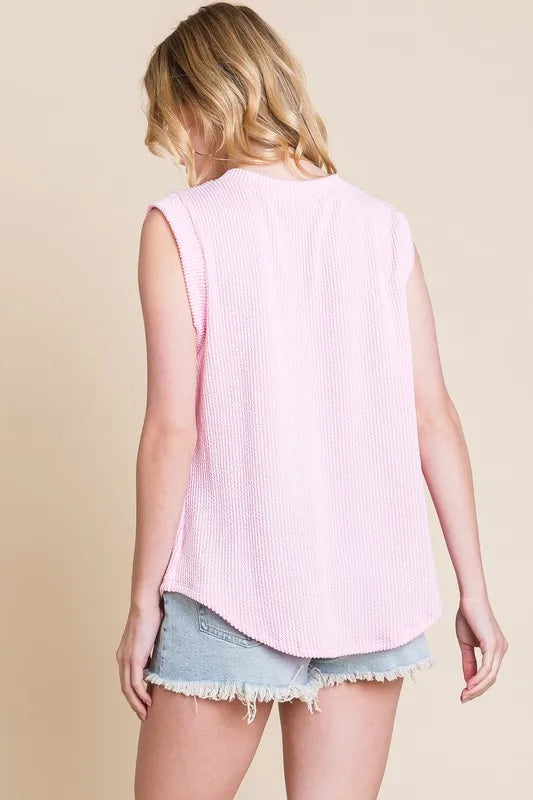 BOMBOM Rib Knit V-Neck Tank | Sybaritic Boutique