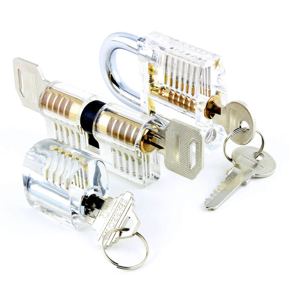 Dangerfield Clear Practice Locks For Training (3) - acrylic lock, padlock, double-sided