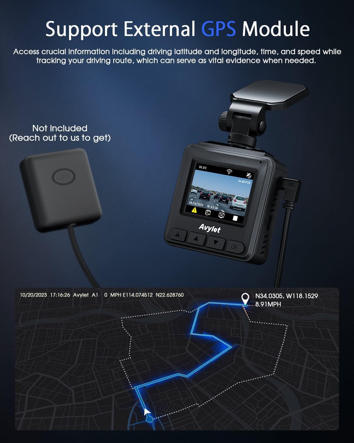 Zarre 2K WiFi Smart Dash Cam