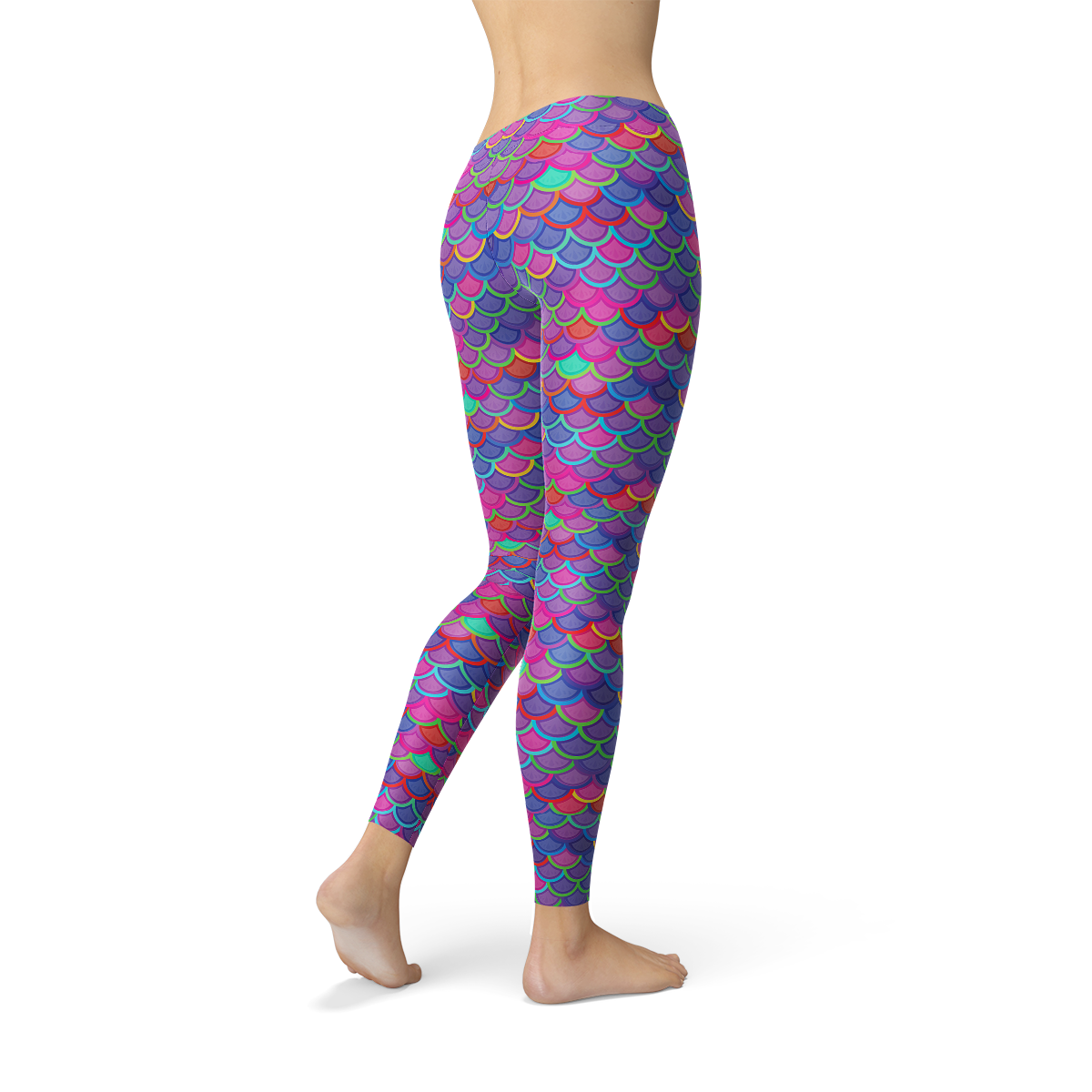 Pink Purple Mermaid Scale Leggings - 4-Way Stretch Athletic Tights