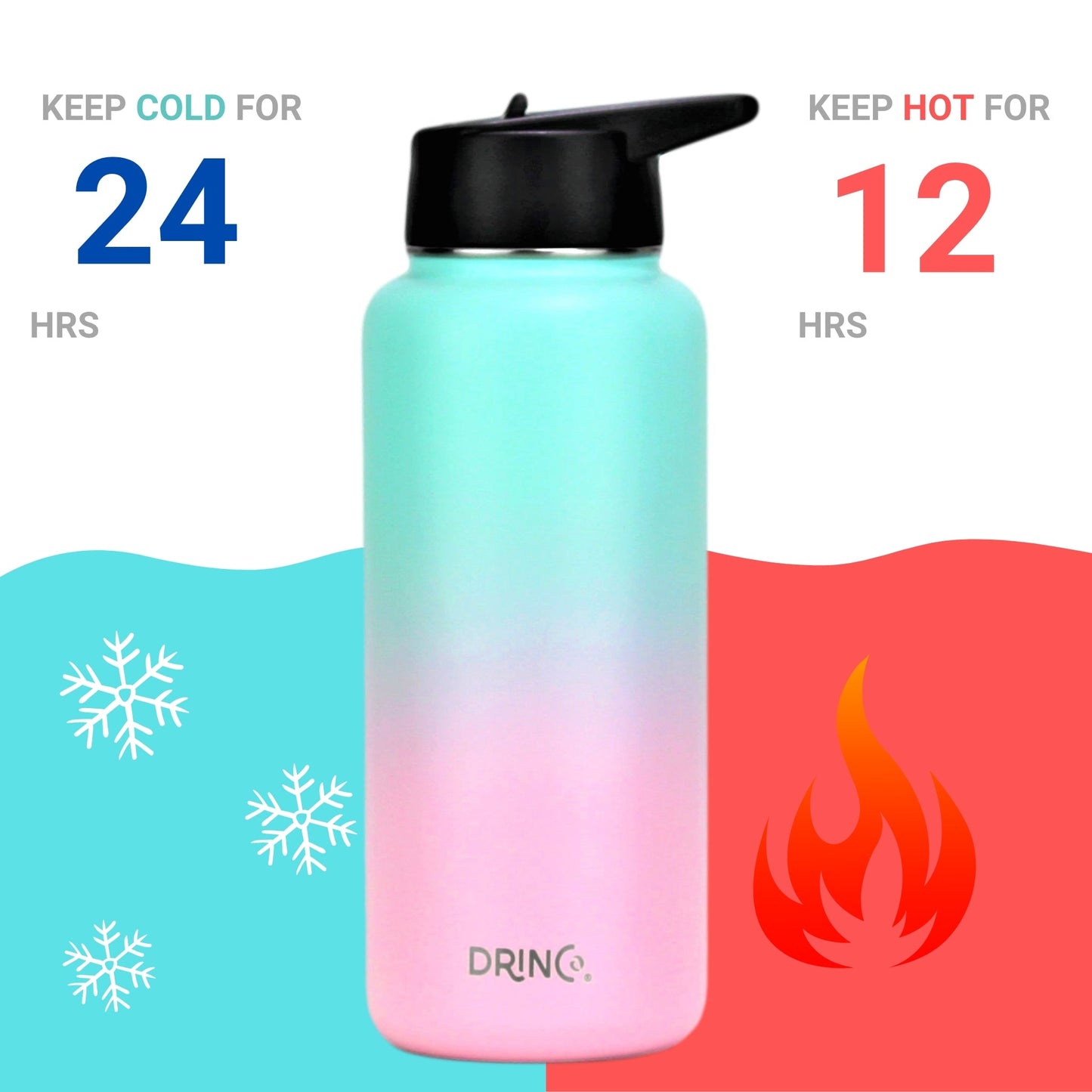 DRINCO® 32oz Stainless Steel Water Bottle - Macaron
