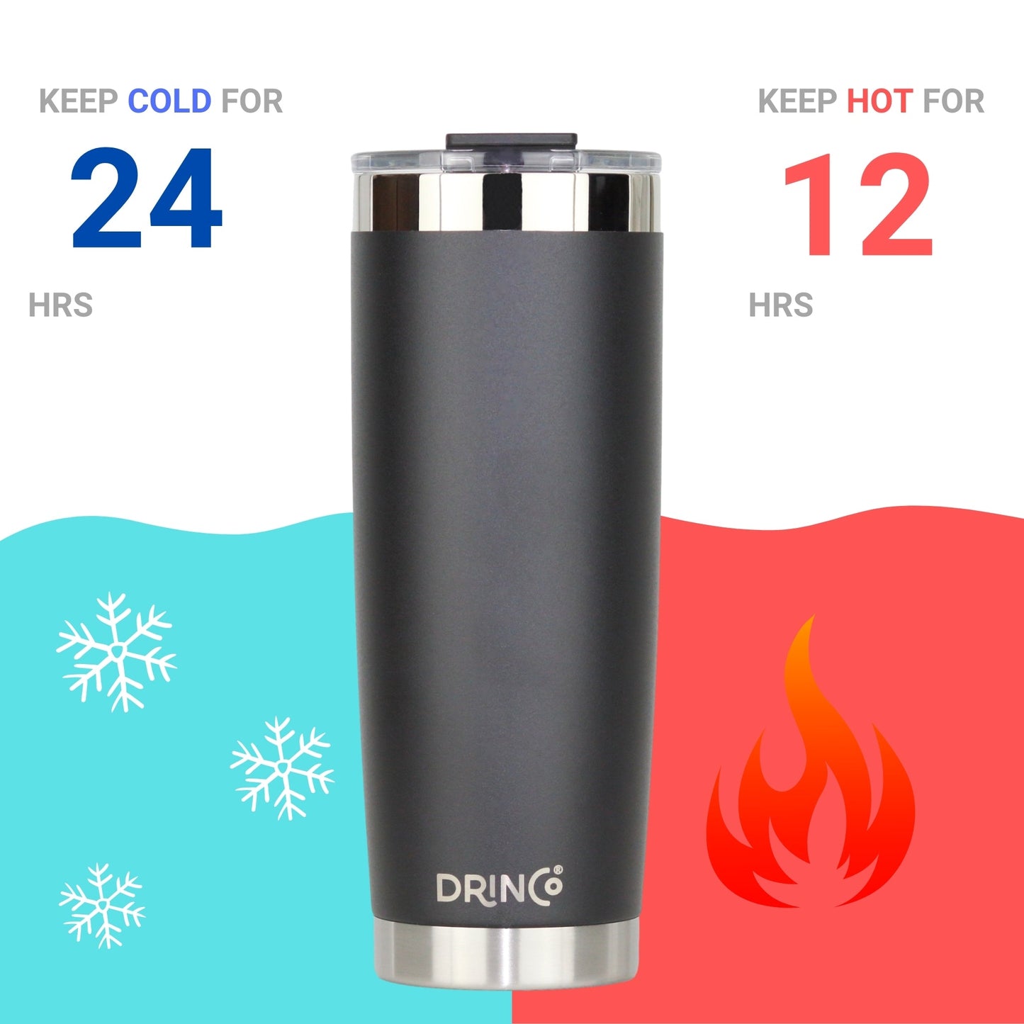 DRINCO® 20oz Insulated Tumbler w/Spill Proof Lid (Black)