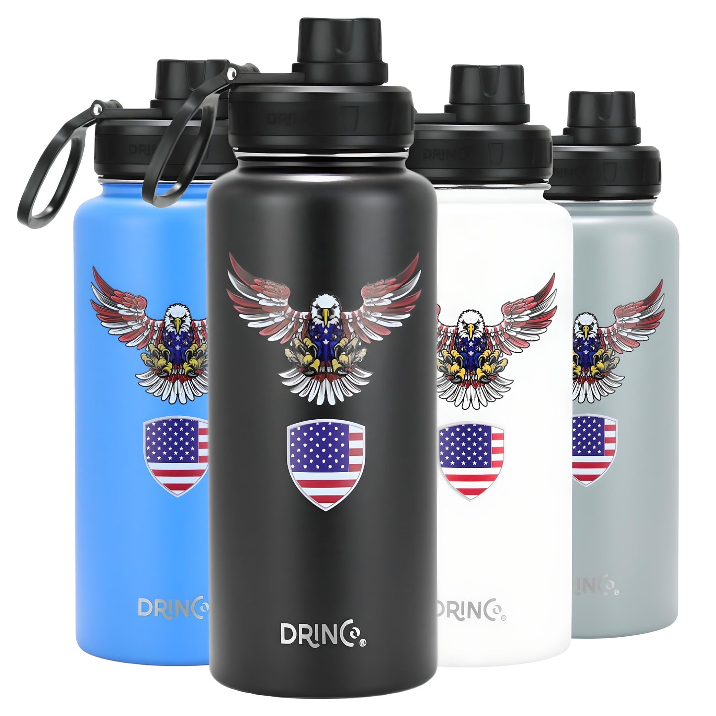 DRINCO® 32oz Stainless Steel Water Bottle-Eagle-Royal Blue