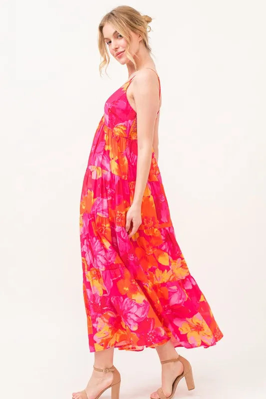 And The Why Floral Tiered Maxi Cami Dress with Pockets
